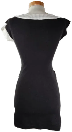 Longpullover 'One Love', ärmellos mit Rundhalsausschnitt, schwarz/weiß mit Knöpfen und Gürtel, Größe XS - Bild 3