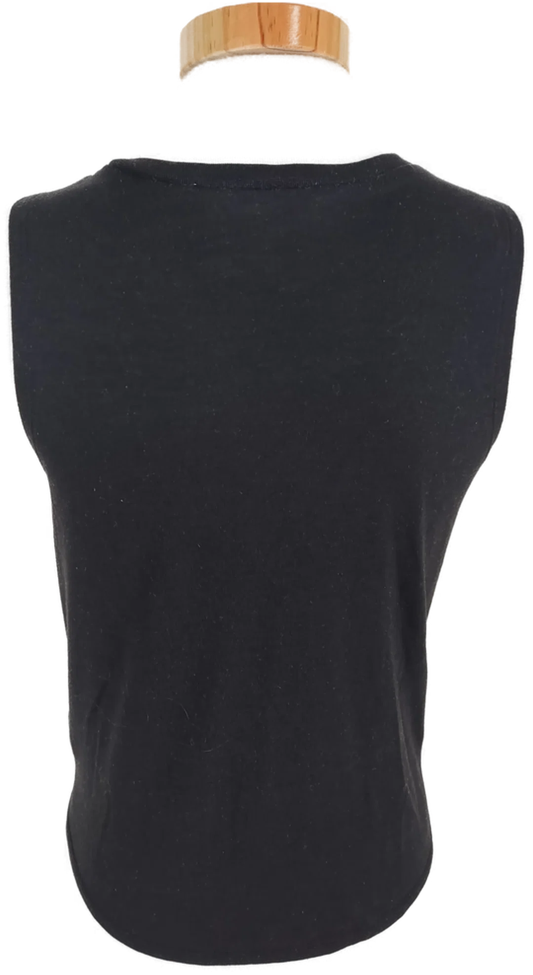Top, "H&M", mit Rundhalsausschnitt, schwarz mit Aufdruck, Größe 34 (geschätzt) – Bild 3