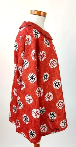 Vintage Damen Bluse orange geblümt - Gr. L/40 - Bild 3