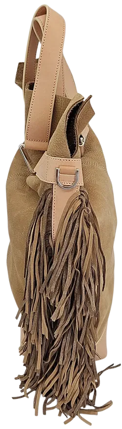 Max V. Koenig Damen Lederhandtasche mit Fransen, beige/creme - Höhe ca. 37 cm  - Bild 2