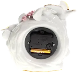 Porzellan-Tischuhr mit Vogelornamenten — Quarzwerk, Dekorativ, H = 17,5 cm - Bild 2