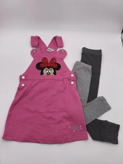 3 tlg. Bekleidungsset, Mädchen, Gr. 110/116, 1x Latzkleid "Minnie Mouse", 2x Leggins – Vorschau 1