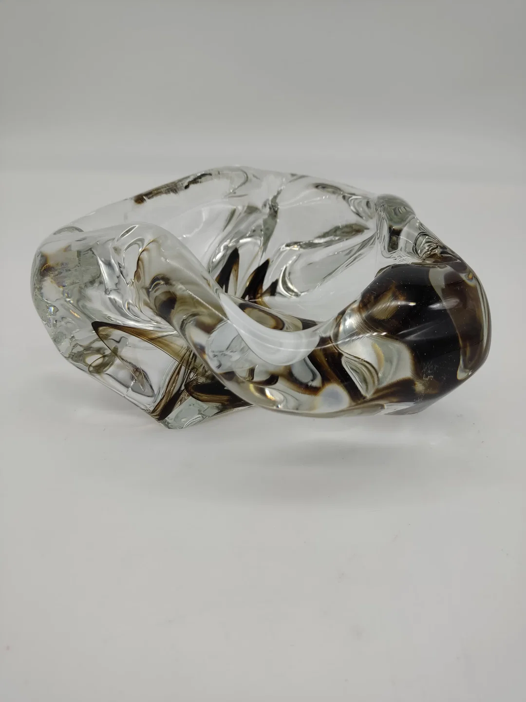 Vintage Glasschale / Aschenbecher mit rauchgrauen Einschlüssen – Bild 4