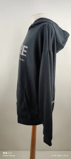 RAP Kapuzenpullover Damen Schwarz Strasssteine | Casual-Chic - Bild 4