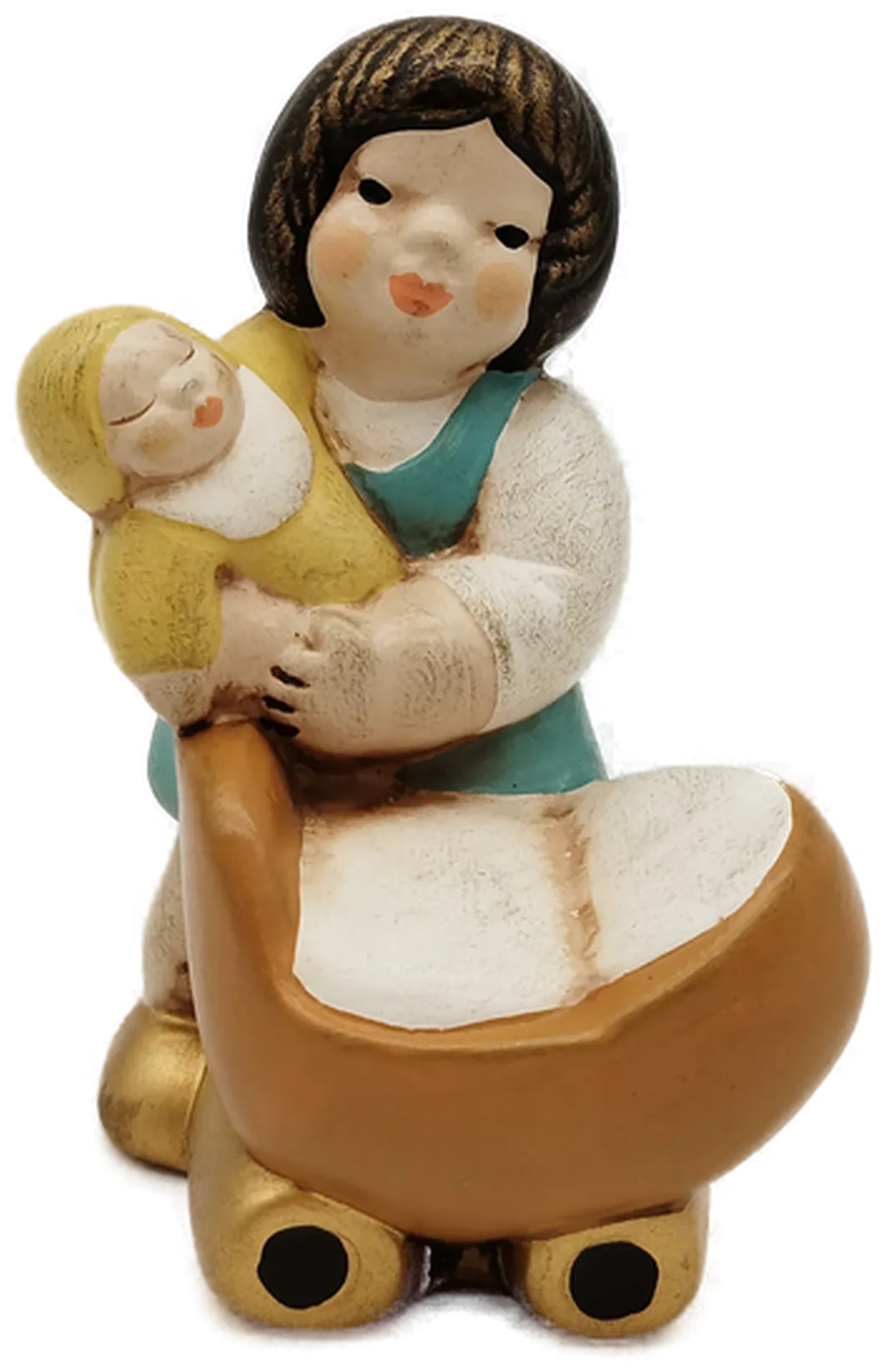 Bozner Thun Skulptur, Mutter mit Kind und Babywagen - ca. 14cm hoch - Bild 1