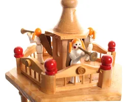 Große Erzgebirge Weihnachtspyramide – 3-stöckig – Holz – Engel & Krippenfiguren – ca. 46,5 cm - Bild 3