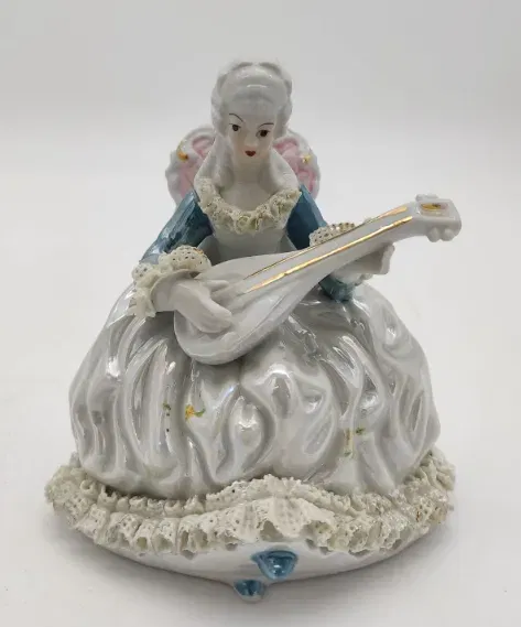 Porzellanfigur - Frau mit Renaissance Gitarre - Bild 4