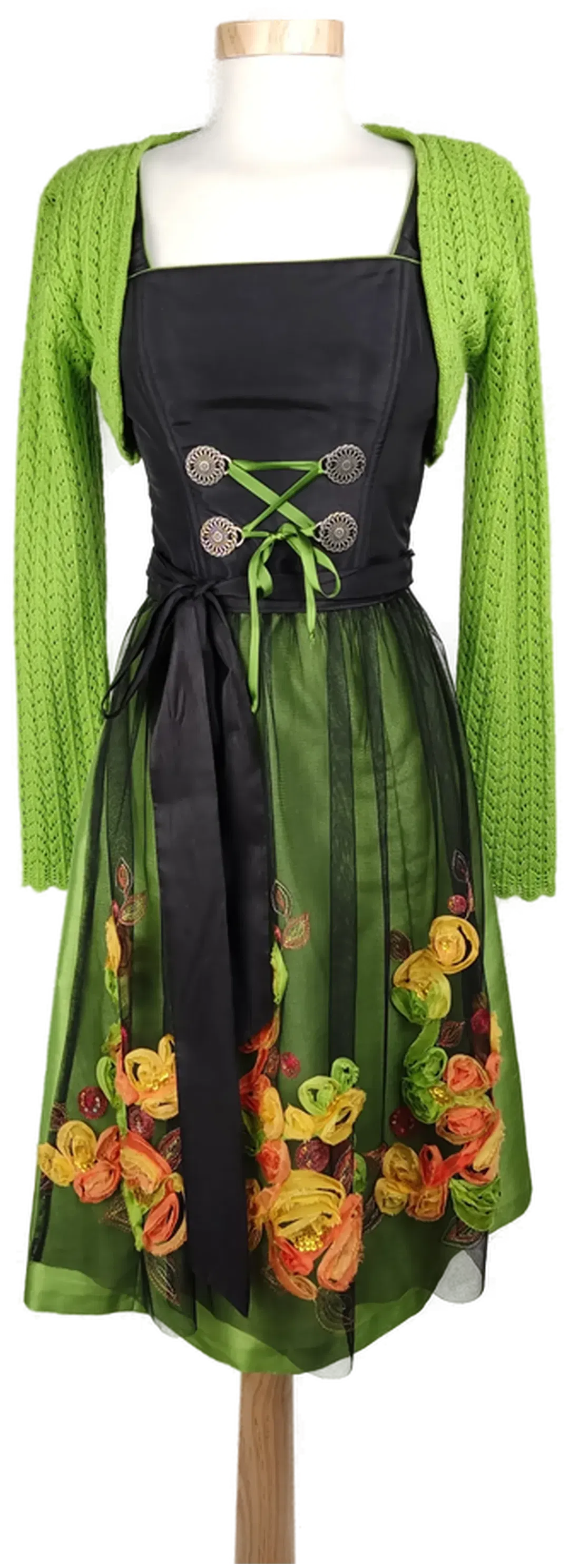 Hiebaum Damen Trachten-Zweiteiler schwarz/grün - XS/34 - Bild 1