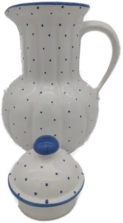 Gmundner Keramik, Kanne barock, blaue Tupfen, Höhe: 22 cm - Bild 3