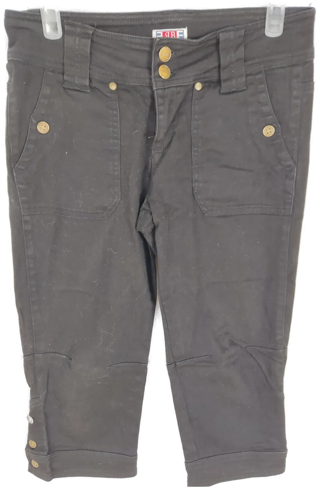 Jeans "Rainbow Collection", dreiviertellang mit Stretch, schwarz mit Taschen, Größe 34 – Bild 1