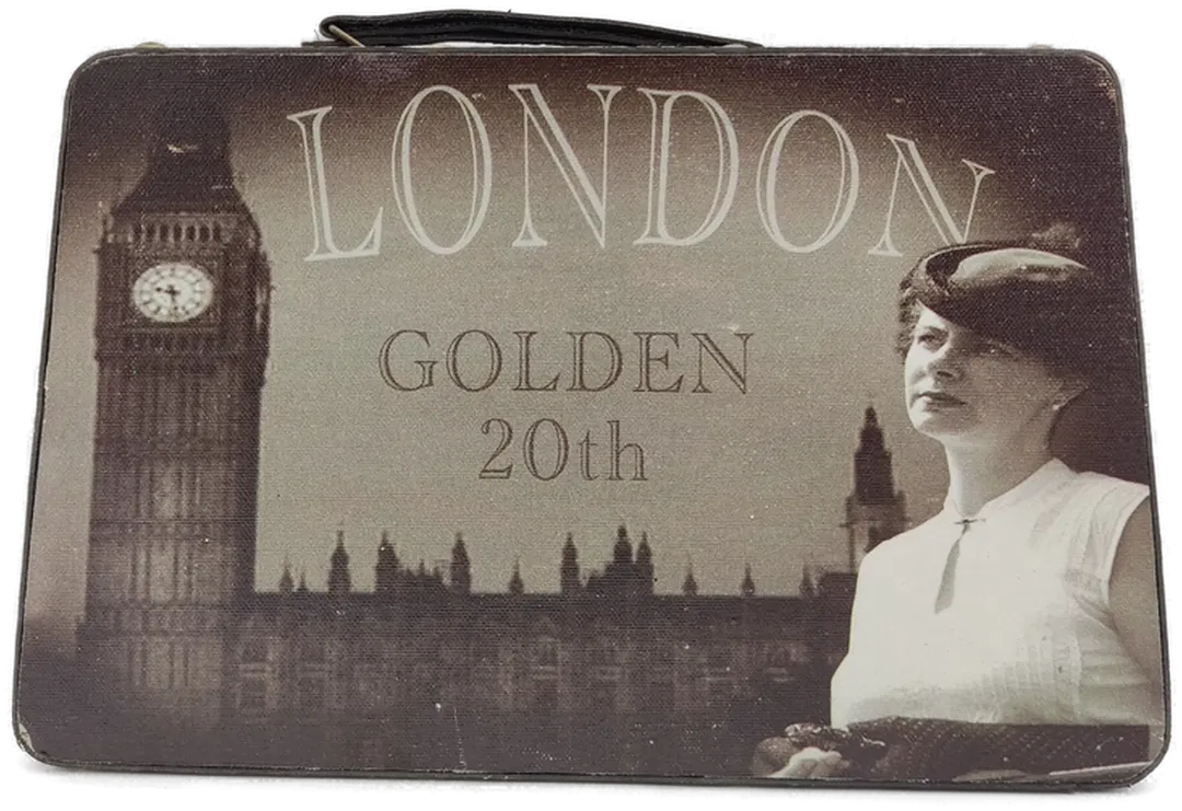 Kleiner Holzkoffer braun mit Motiv Vintage - Bild 1