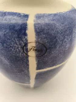 Vase blau/weiß Keramik - Bild 3