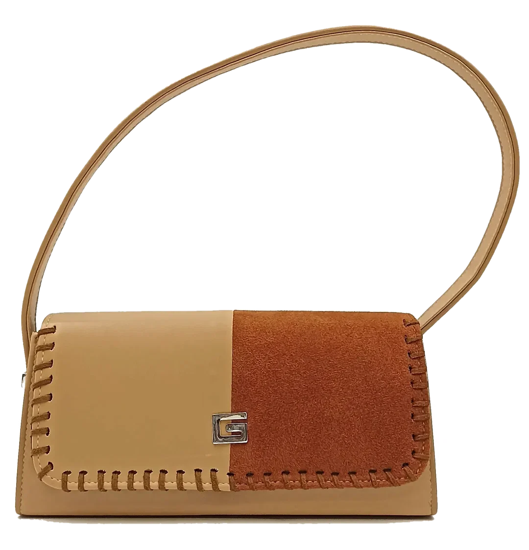 Vintage Schultertasche beige/braun – Bild 2