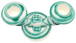 Gmundner Keramik / Kerzenleuchter 2-armig / grüngeflammt - Bild 2