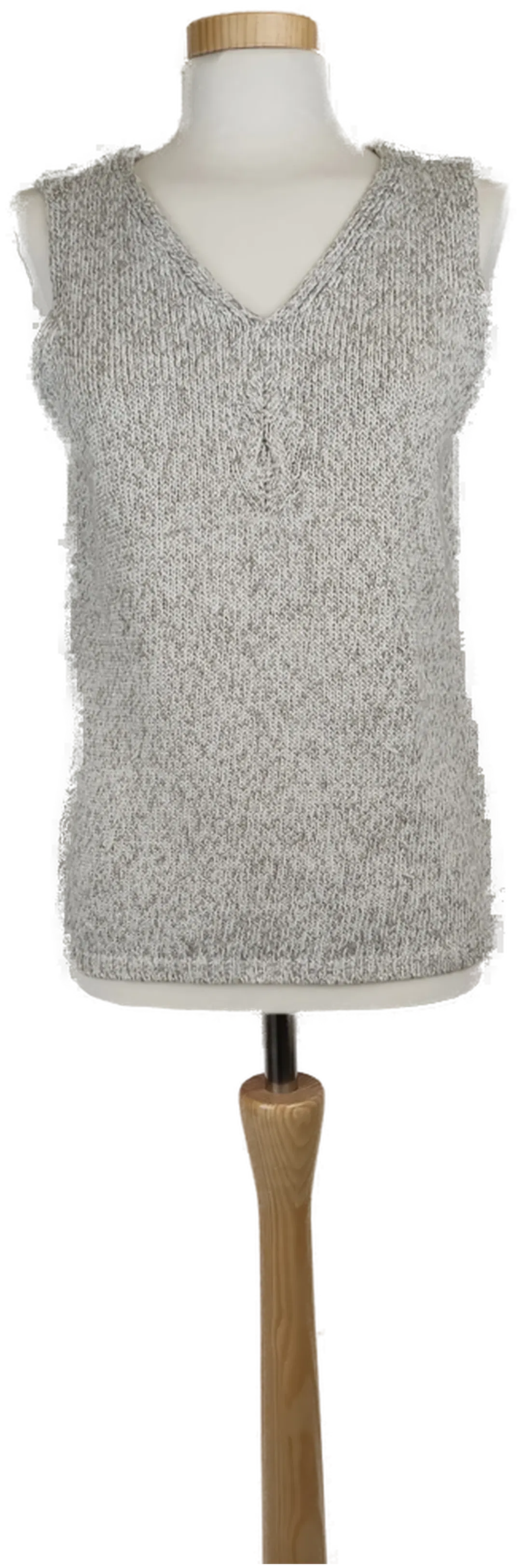 Pullunder Damen Strickoptik V-Ausschnitt grau-beige-silber - M/38 - Bild 4