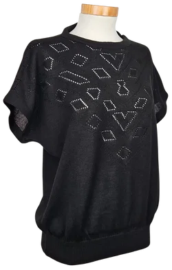ACRYL Vintage Damen Shirt, schwarz - Gr. L  - Bild 2