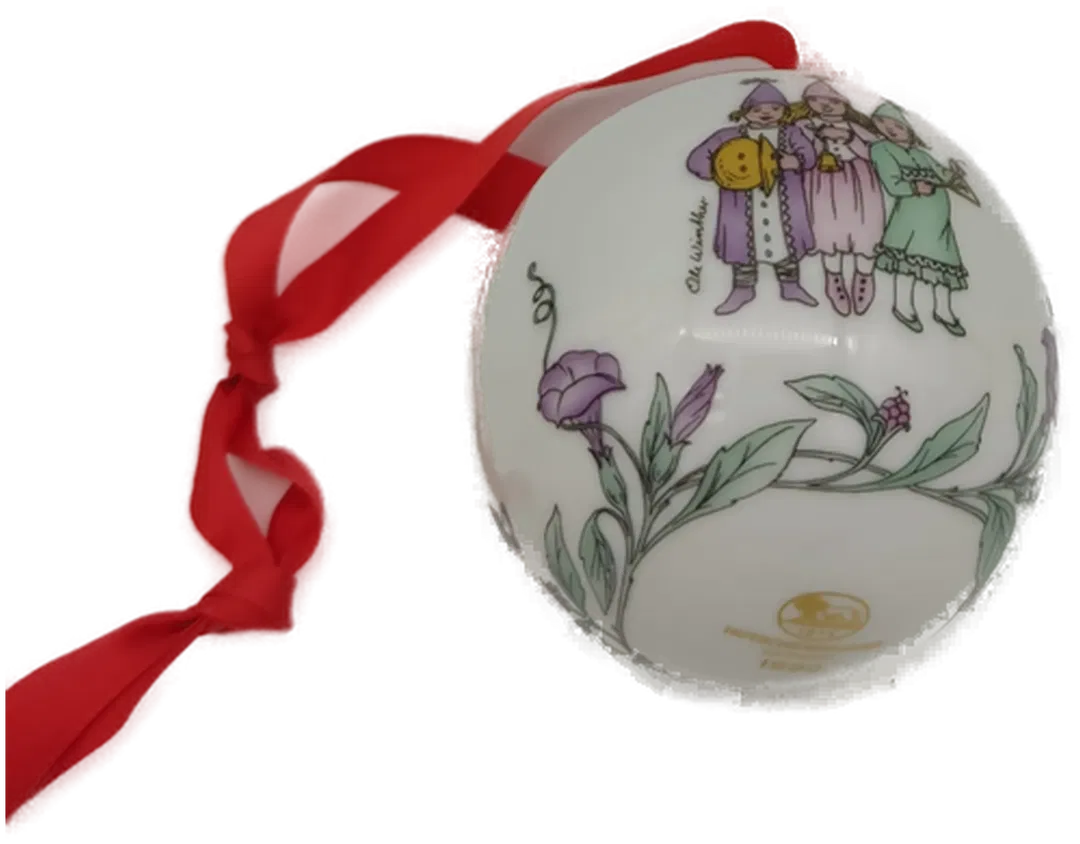 Hutschenreuther Weihnachtskugel 1990 aus Porzellan mit Originalverpackung,  - Bild 1