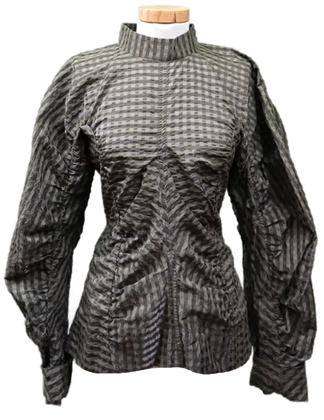 Ganni Damenbluse grün/grau kariert Gr. L  - Bild 1