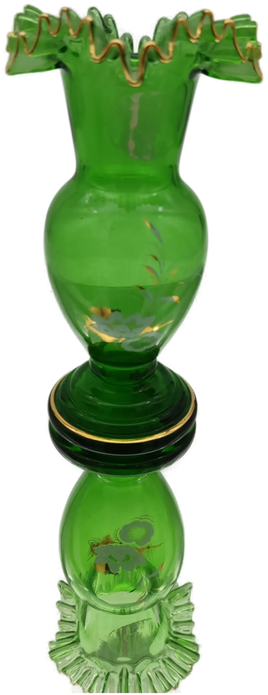 Bohemia Kristall Vase mit handbemalten Blumen - Bild 1