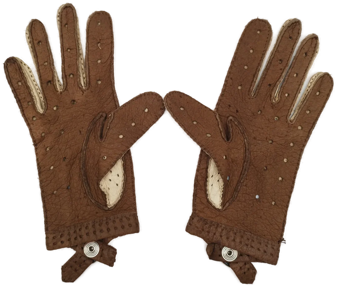 Vintage Autohandschuhe - braun/creme / ca. 21cm – Bild 2