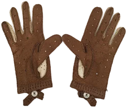 Vintage Autohandschuhe - braun/creme / ca. 21cm - Bild 2