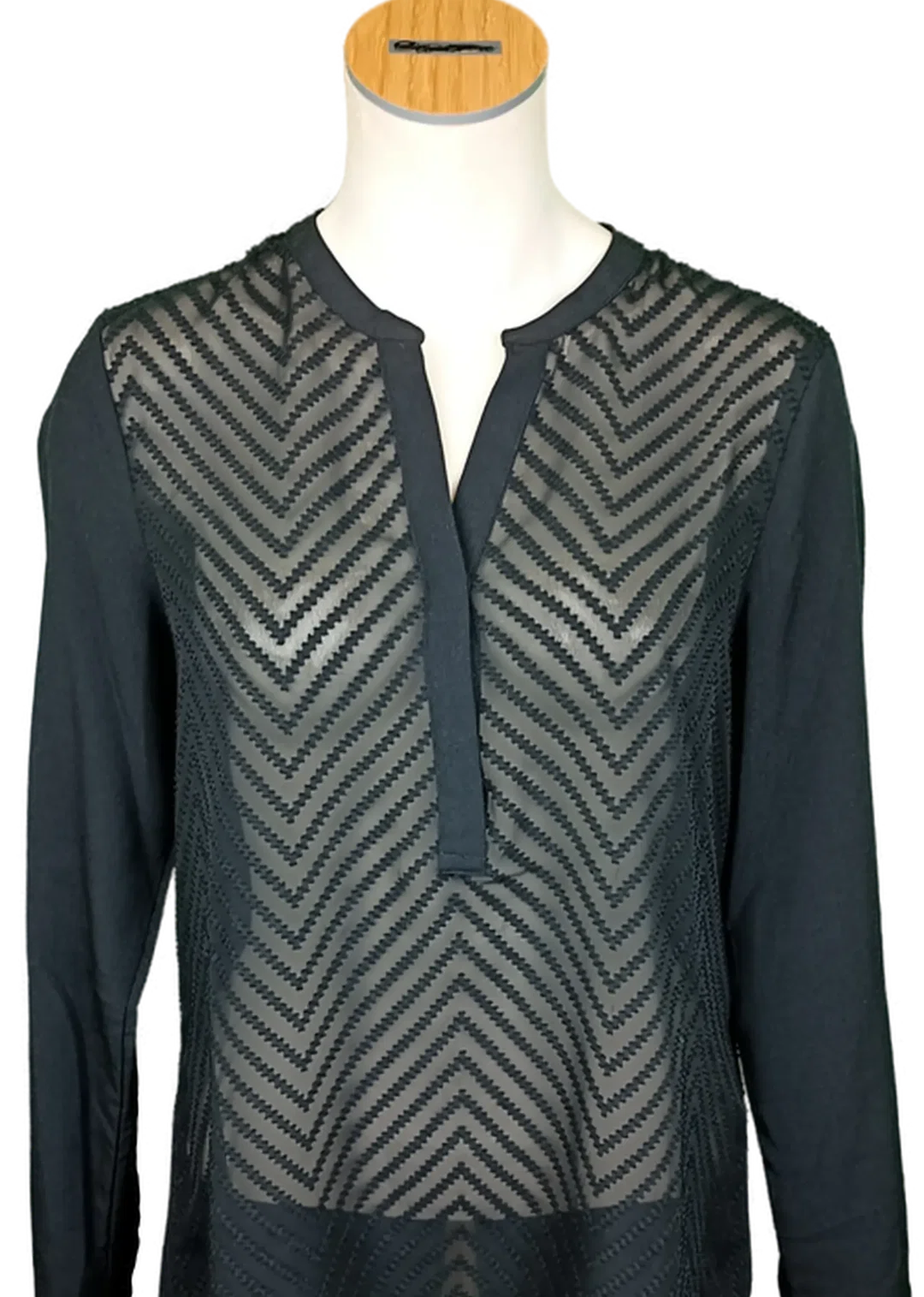 Calvin Klein Damenbluse schwarz/transparent schwarz Gr. M – Bild 1