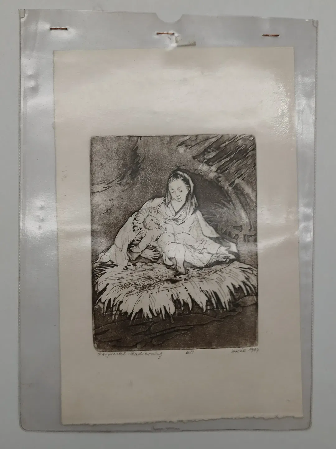 Original Radierung der Geburt Christi - Köll 1987 - Bild 1