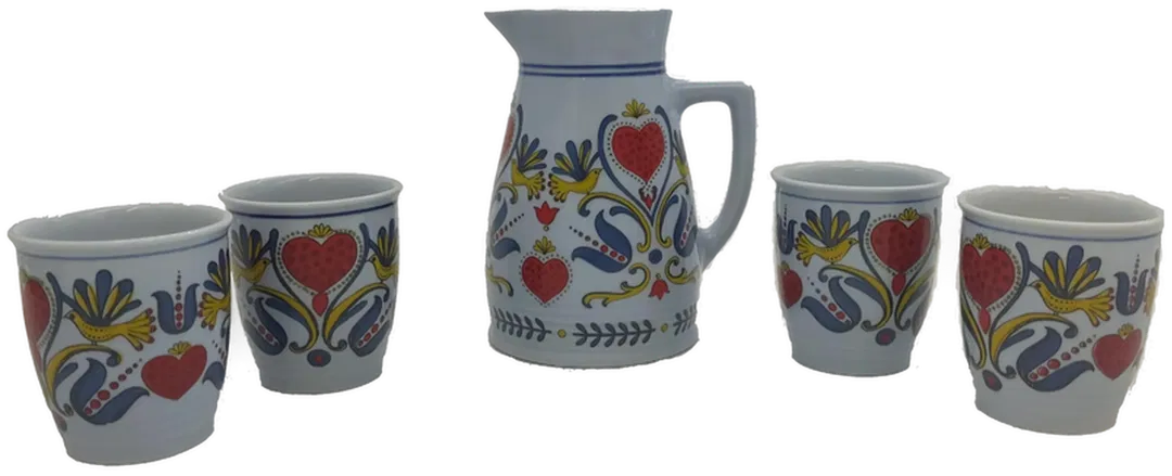 Weingarnitur Keramik-Set (5-teilig) im Folklore-Dekor - Bild 1