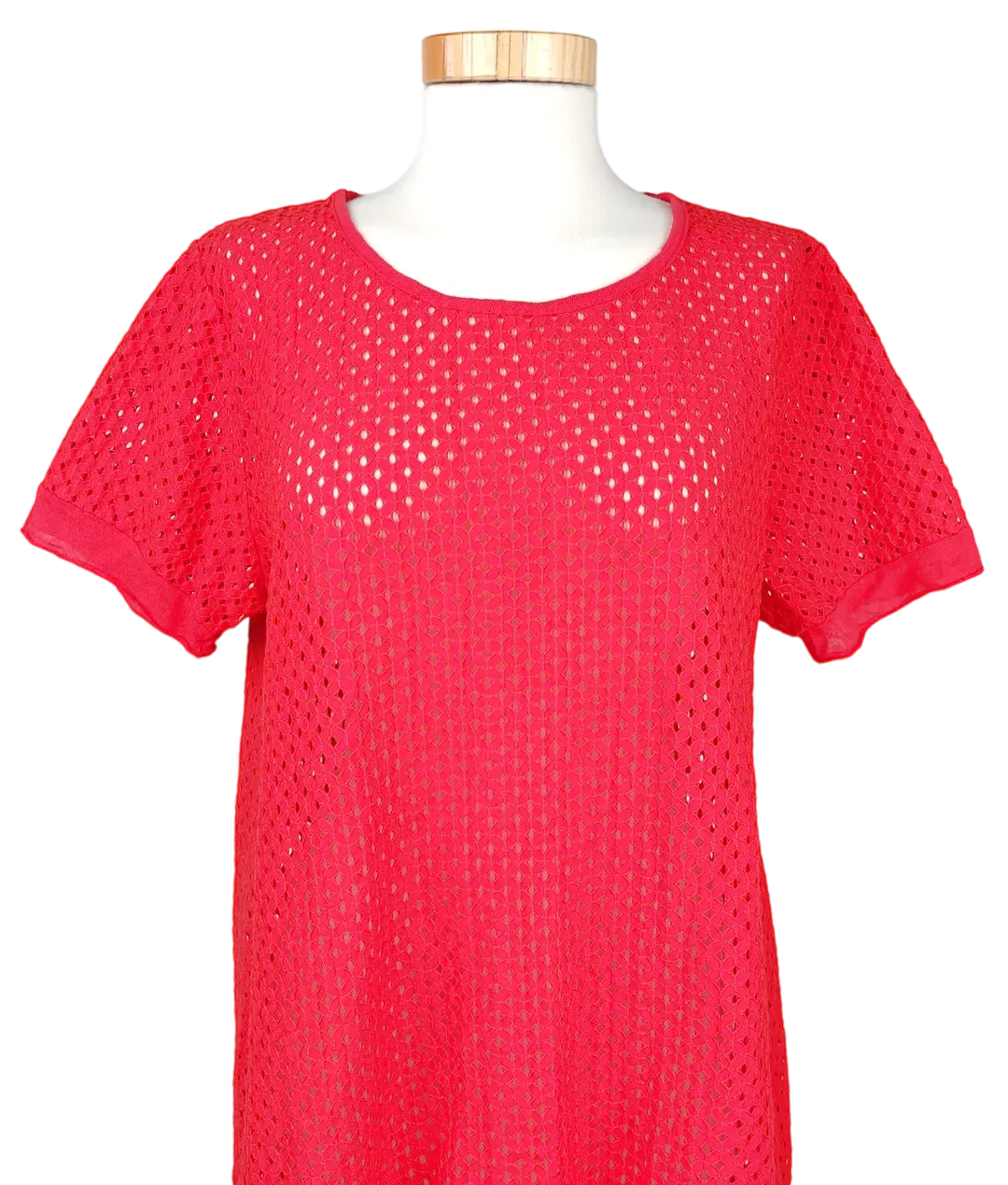 Damen Shirt mit Lochstickerei, rot – Bild 3