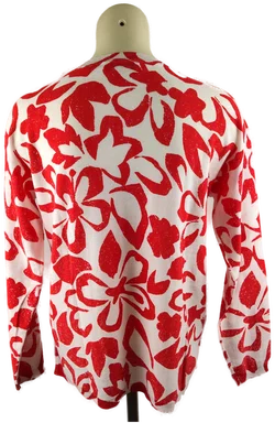 Bonita Damenpullover Baumwolle Rot-Weiß Geblümt | Frühlingslook – Vorschau 3