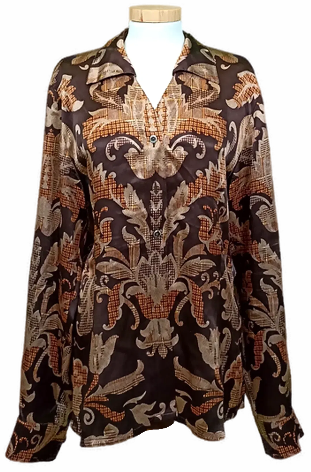 Escada Damen Bluse aus Seide braun gemustert Gr. 40 - Bild 1