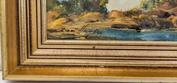 Ölgemälde Flusslandschaft signiert Van Huyten im prunkvollen Goldrahmen - Bild 3