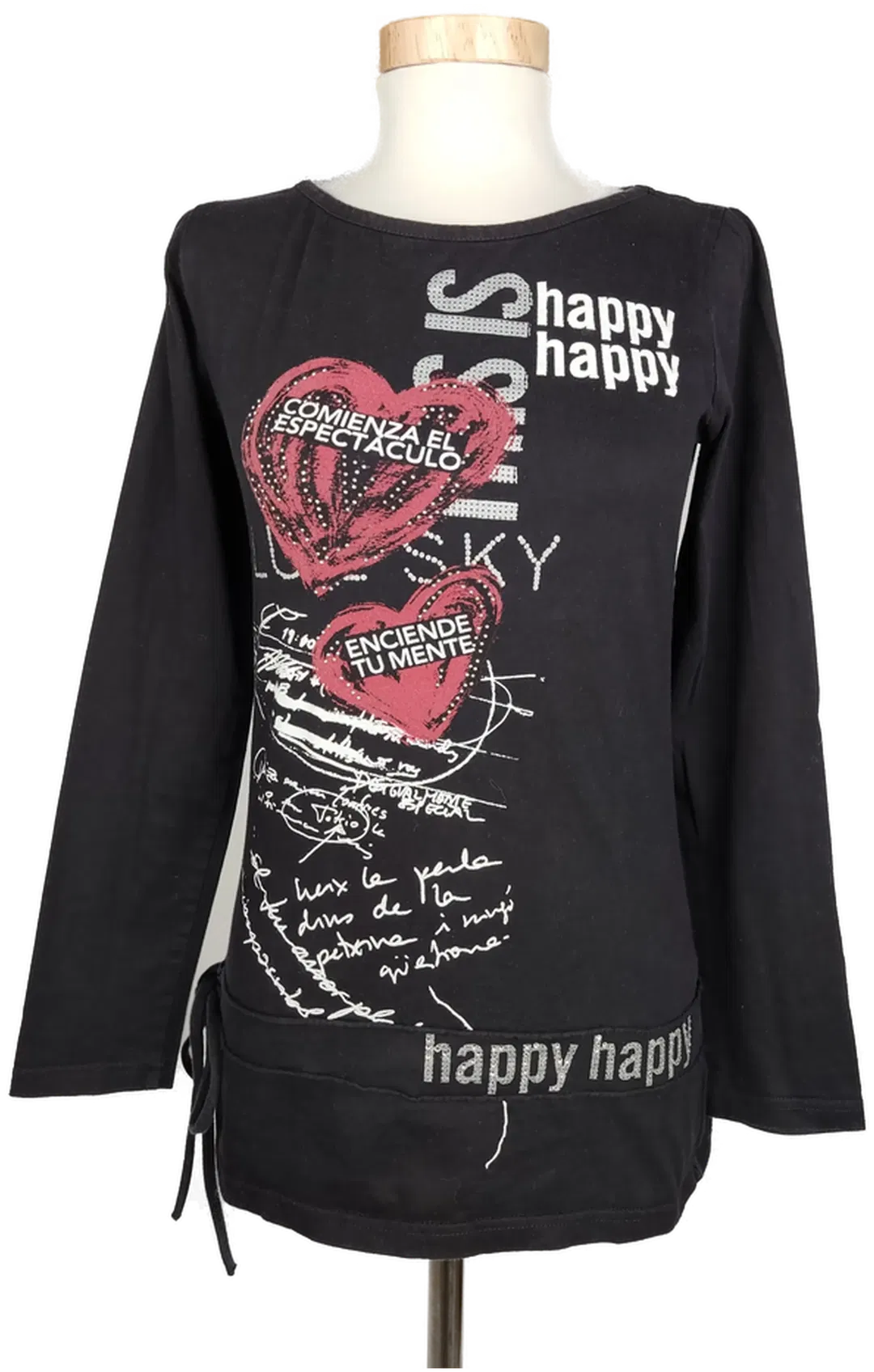Desigual Damen Langarm Shirt schwarz bedruckt - S/36 - Bild 4