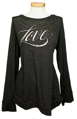 Victoria's Secret Damen Langarmshirt mit Schriftzug schwarz Gr. M - Bild 1