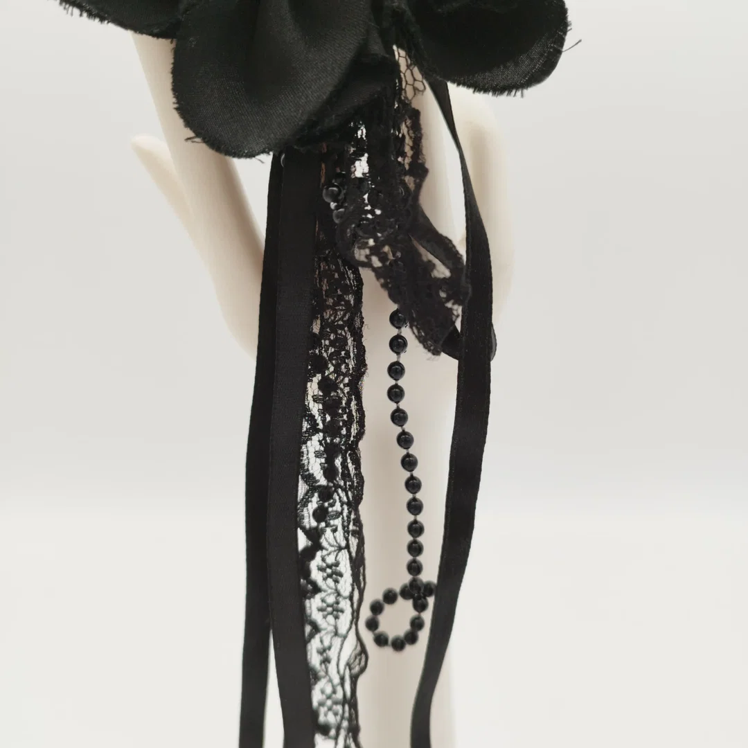 Schwarze Blumen-Brosche - ca. 37cm insgesamt  – Bild 3