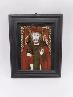 Antike Hinterglasikone "Heiliger Nikolaus", Siebenbürgen um 1900, Original – Vorschau 1