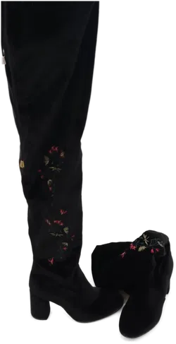  Kate Gray Damenstiefel mit Dickem Absatz schwarz mit Blumenmuster Große 38 - Bild 3