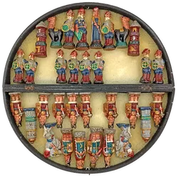 Schachspiel aus Peru handbemalt: Inka gegen Spanier – Klappbares Holzbrett - Bild 3