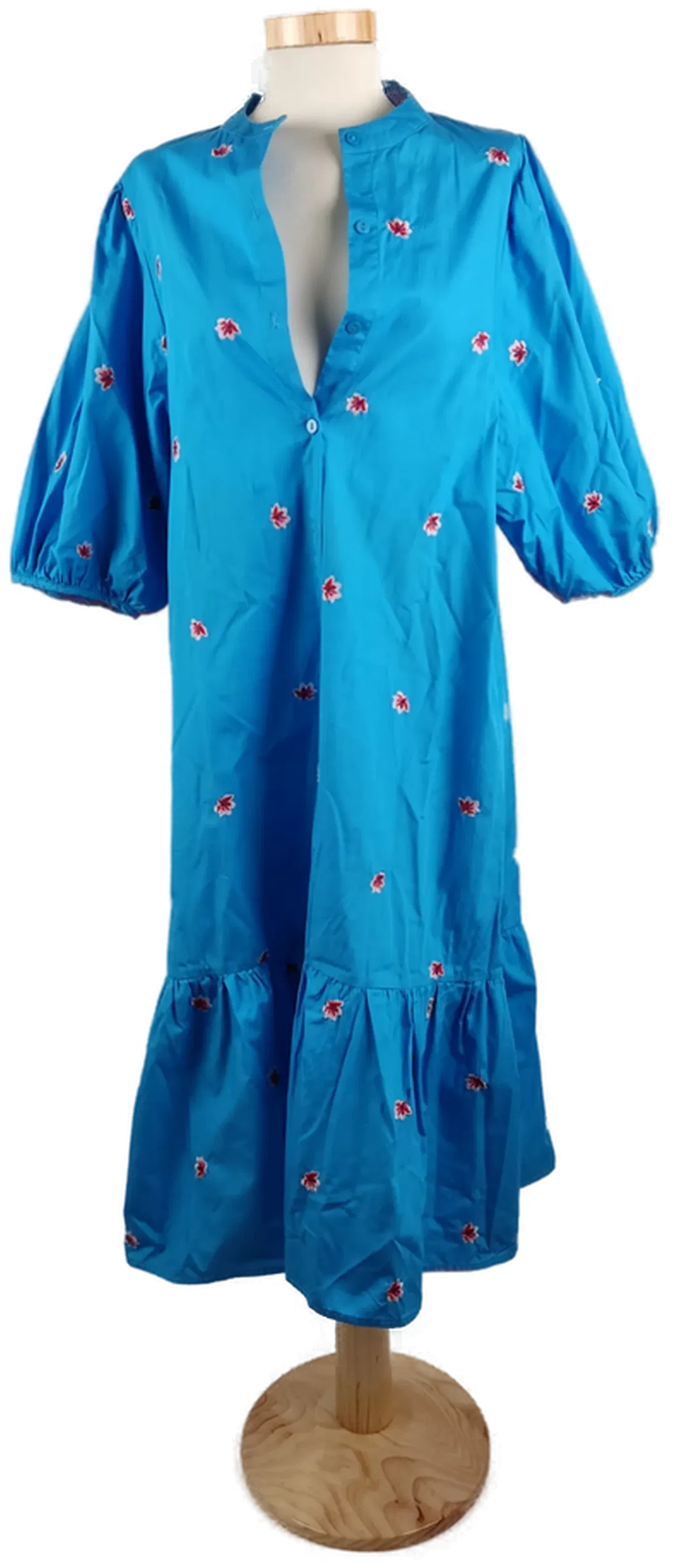 Blaues Damen Midi Kleid mit 3/4 Arm und Blumenmuster, Gr. M - Bild 1