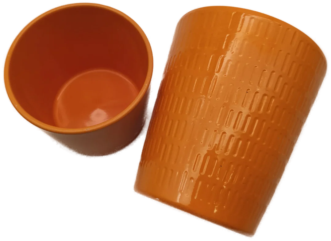 Set Orange, 2 Übertöpfe Keramik – Bild 2