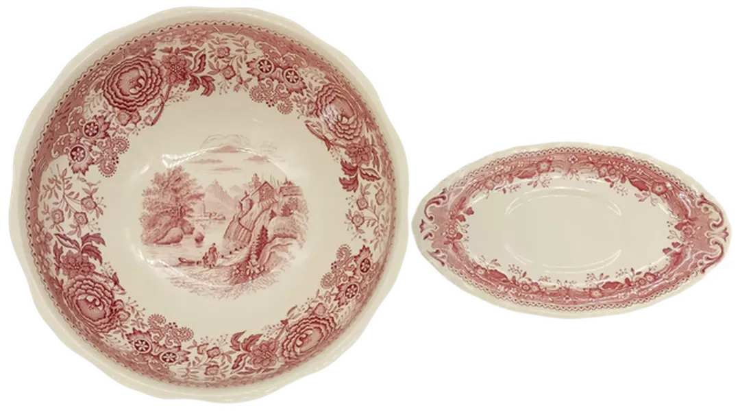 Villeroy & Boch Porzellan/Keramik Schale/Schüssel und Butterteller Design Burgenland weiß/rot - Bild 4