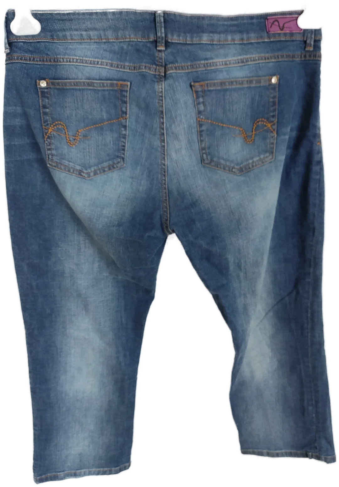 Jeans "Isa", dreiviertellang mit Stretch, blau mit Taschen, Größe 48 – Bild 4