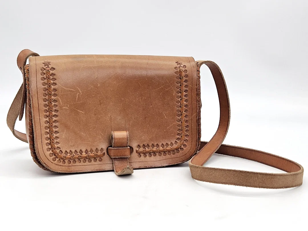 Vintage Damen Umhängetasche - hellbraun - Bild 4