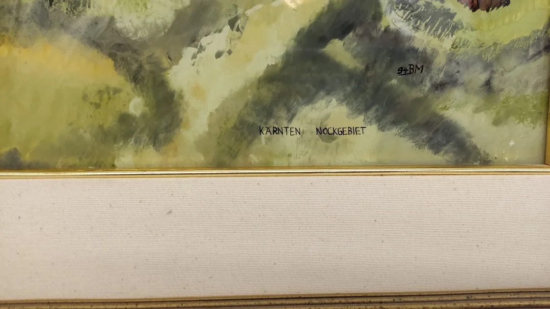 Bild Hinterglasmalerei "Bauernhof in Kärnten", Nockgebiet mit Rahmen von Margarete Becksteiner – Bild 3