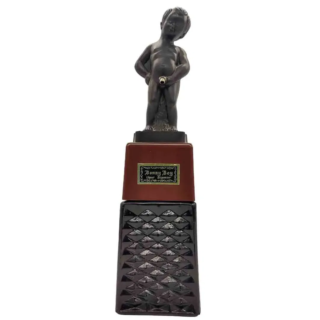 BONNY BOY LIKÖRSPENDER / SCHNAPSSPENDER, MANNEKEN PIS GOLD & SCHWARZ  - Bild 1