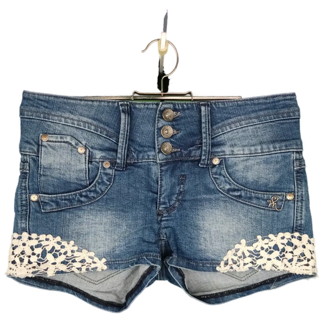Mogul Damen Jeansshort mit Spitze blau - W25 - Bild 1