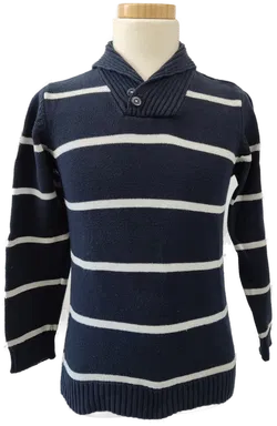 Division Kinder Pullover (J) blau weiß gestreift - 128 - Bild 1