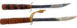2 Stk. Südostasiatische Schwerter mit geschnitzten Holzgriffen - Bild 2