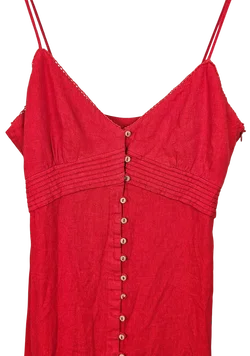 ZARA Damen Leinenkleid, rot - Gr. L – Vorschau 3