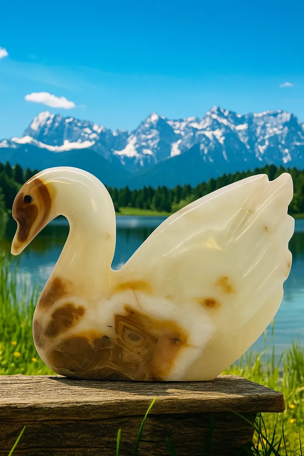 Dekofigur Schwan aus Onyx-Stein - Bild 4